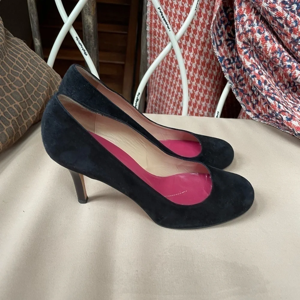 Kate Spade New York Suede‎ Round Toe Pumps in Black Size 7.5
